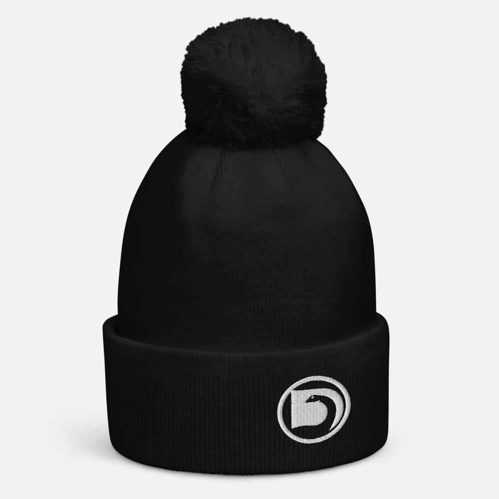 Bonnet à pompon Deanozor Grand Logo Cercle | Blanc brodé