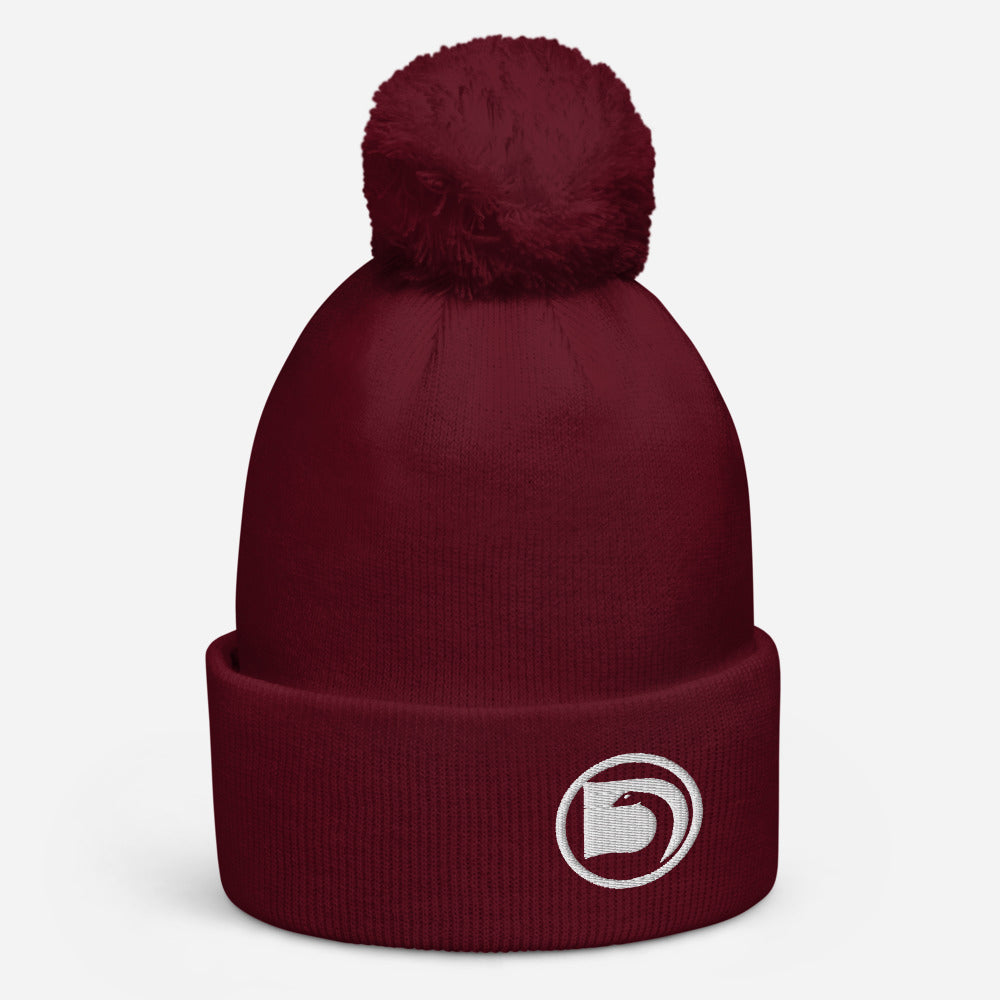 Bonnet à pompon Deanozor Grand Logo Cercle | Blanc brodé