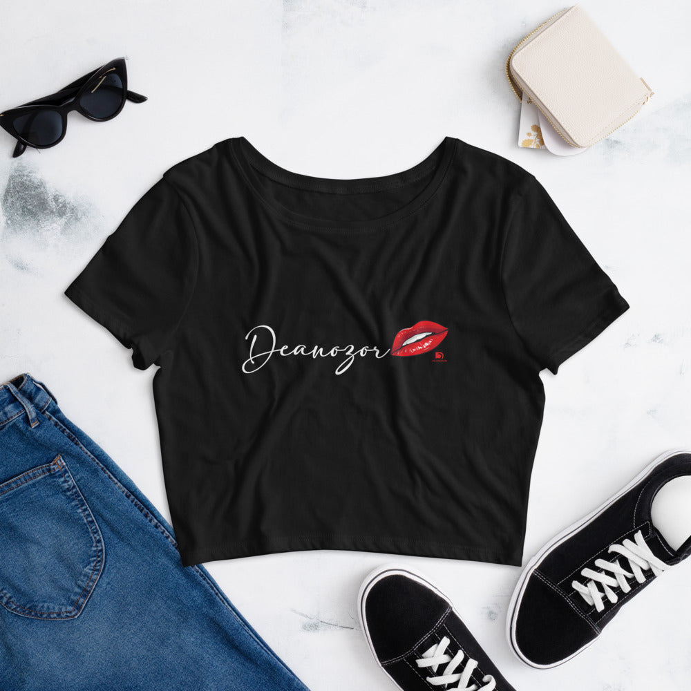 T-shirt Deanozor Crop-Top Signature Femina | imprimé écriture blanche - Deanozor