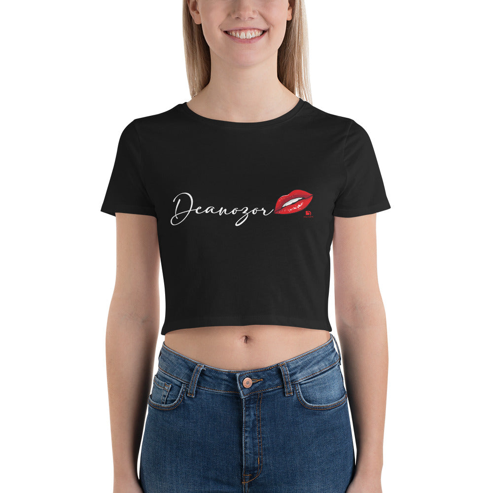T-shirt Deanozor Crop-Top Signature Femina | imprimé écriture blanche - Deanozor