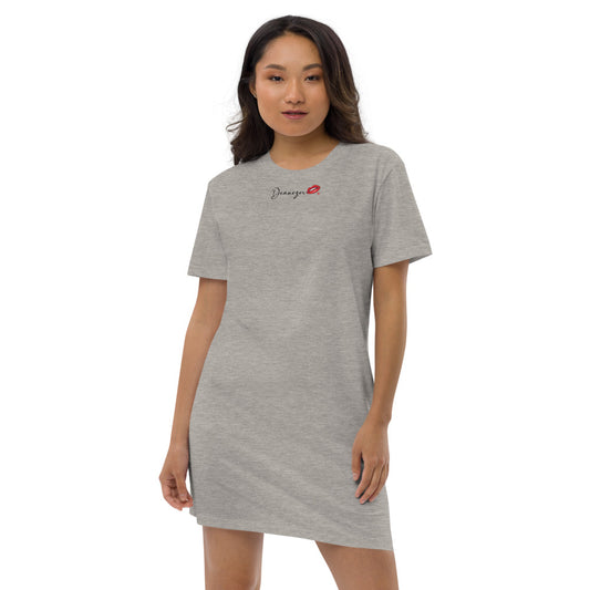 Robe T-shirt Deanozor Signature Femina grise | en coton bio | imprimé écriture noir - Deanozor