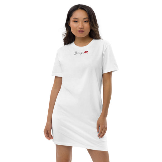 Robe T-shirt Deanozor Signature Femina blanche | en coton bio | imprimé écriture noir - Deanozor