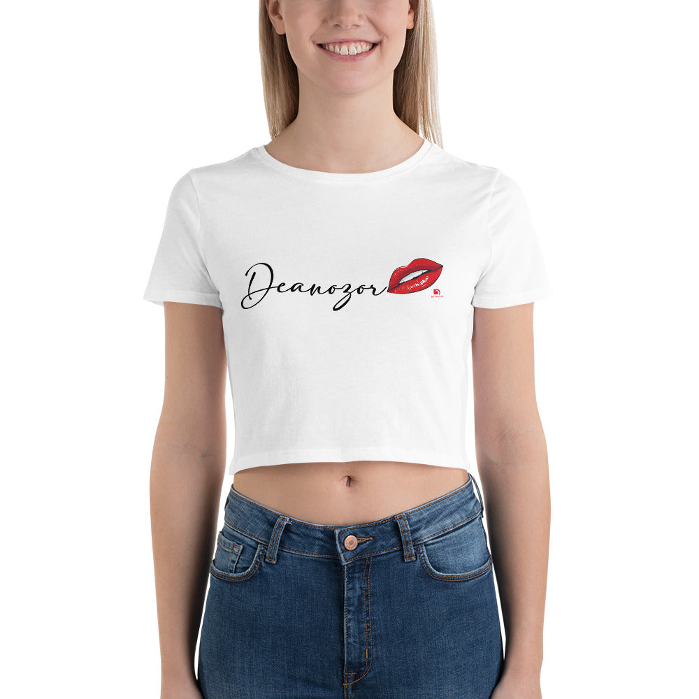 T-shirt Deanozor Crop-Top Signature Femina | imprimé écriture noir - Deanozor