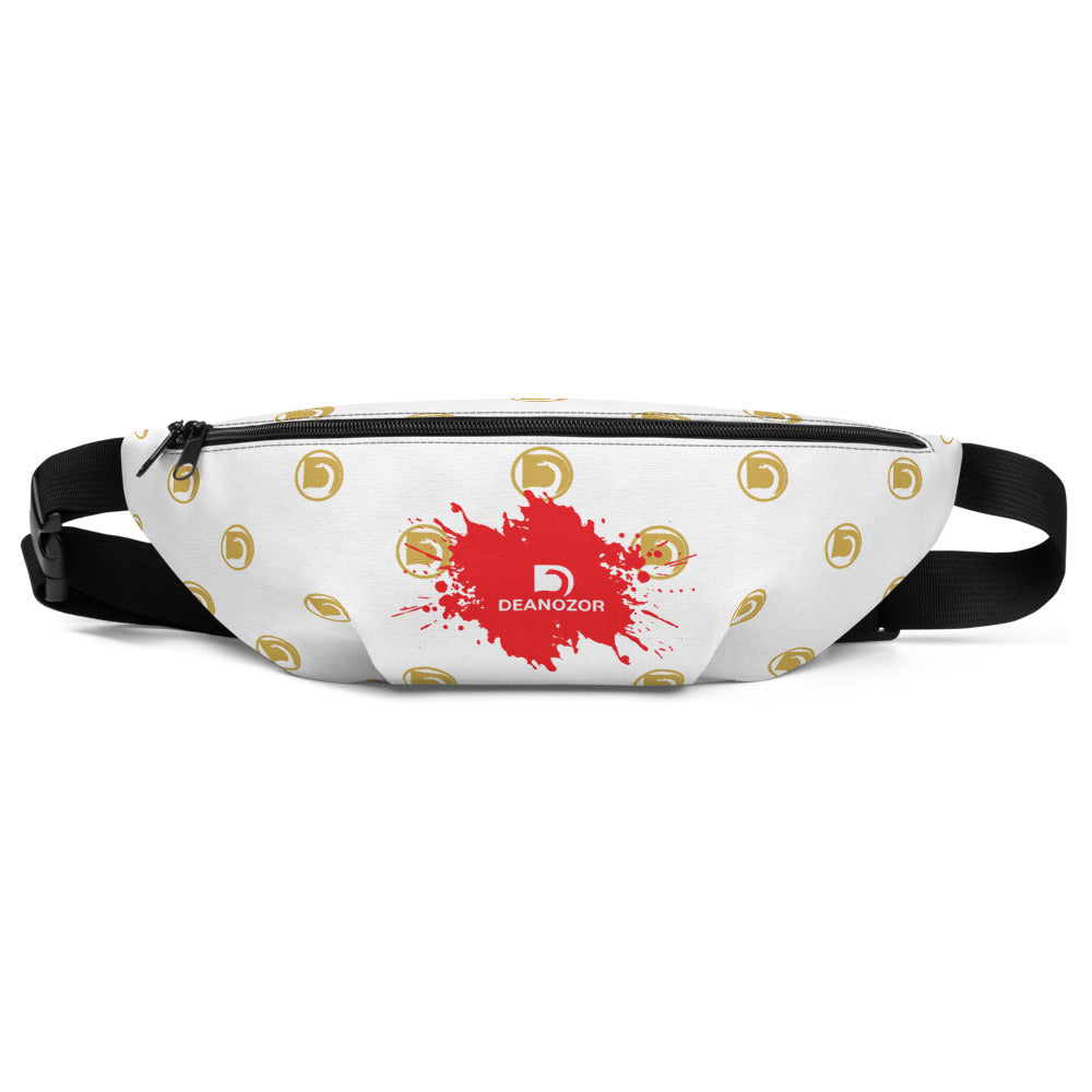 Sacoche Banane Deanozor Blanc | Mini logo d'or Tâche rouge imprimé - Deanozor