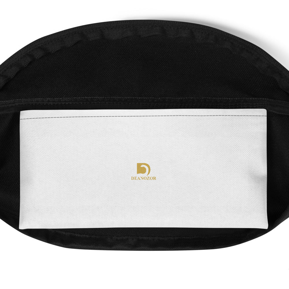 Sacoche Banane Deanozor Blanc | Mini logo d'or Tâche rouge imprimé - Deanozor