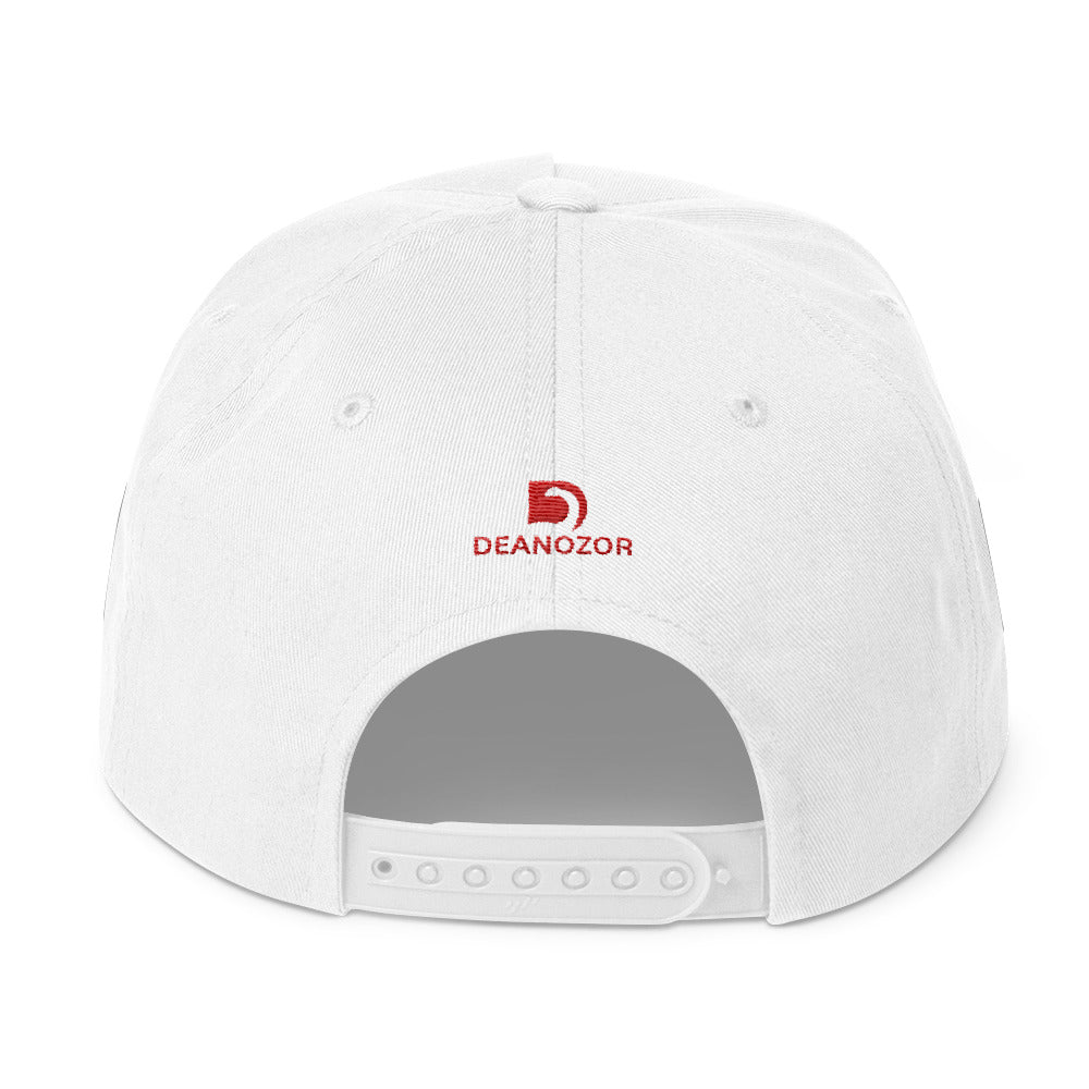 Casquette Deanozor visière plate | Nom Blanc sur fond rouge brodé - Deanozor