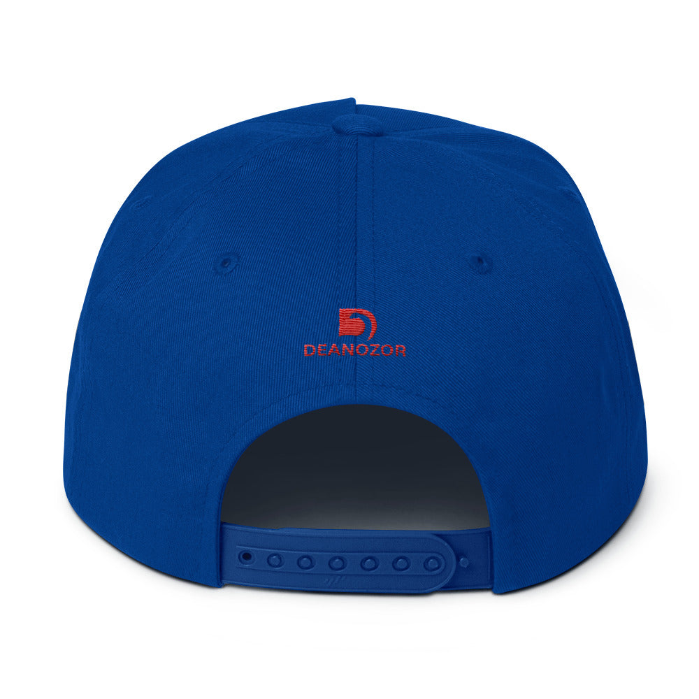 Casquette Deanozor visière plate | Nom Blanc sur fond rouge brodé - Deanozor