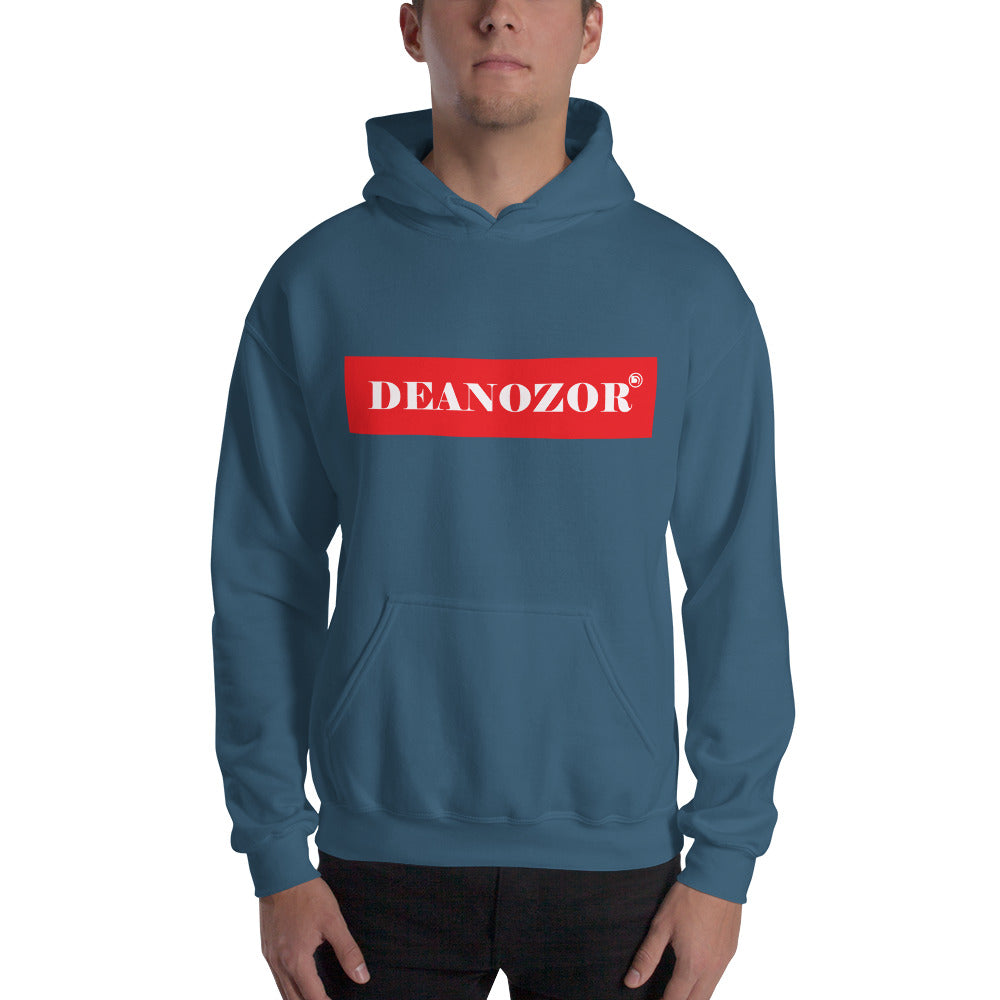 Sweat à capuche Deanozor Homme - Nom Blanc sur Fond rouge imprimé - Molletonné - Deanozor