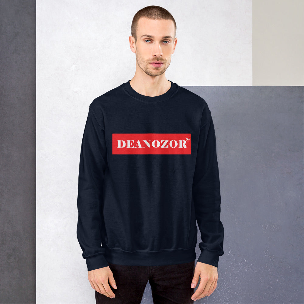 Sweat Deanozor Homme | Nom Blanc fond rouge imprimé | Molletonné - Deanozor