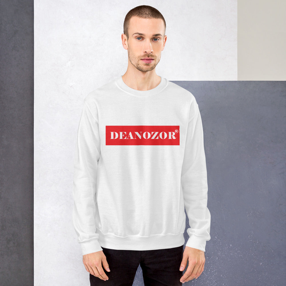 Sweat Deanozor Homme | Nom Blanc fond rouge imprimé | Molletonné - Deanozor