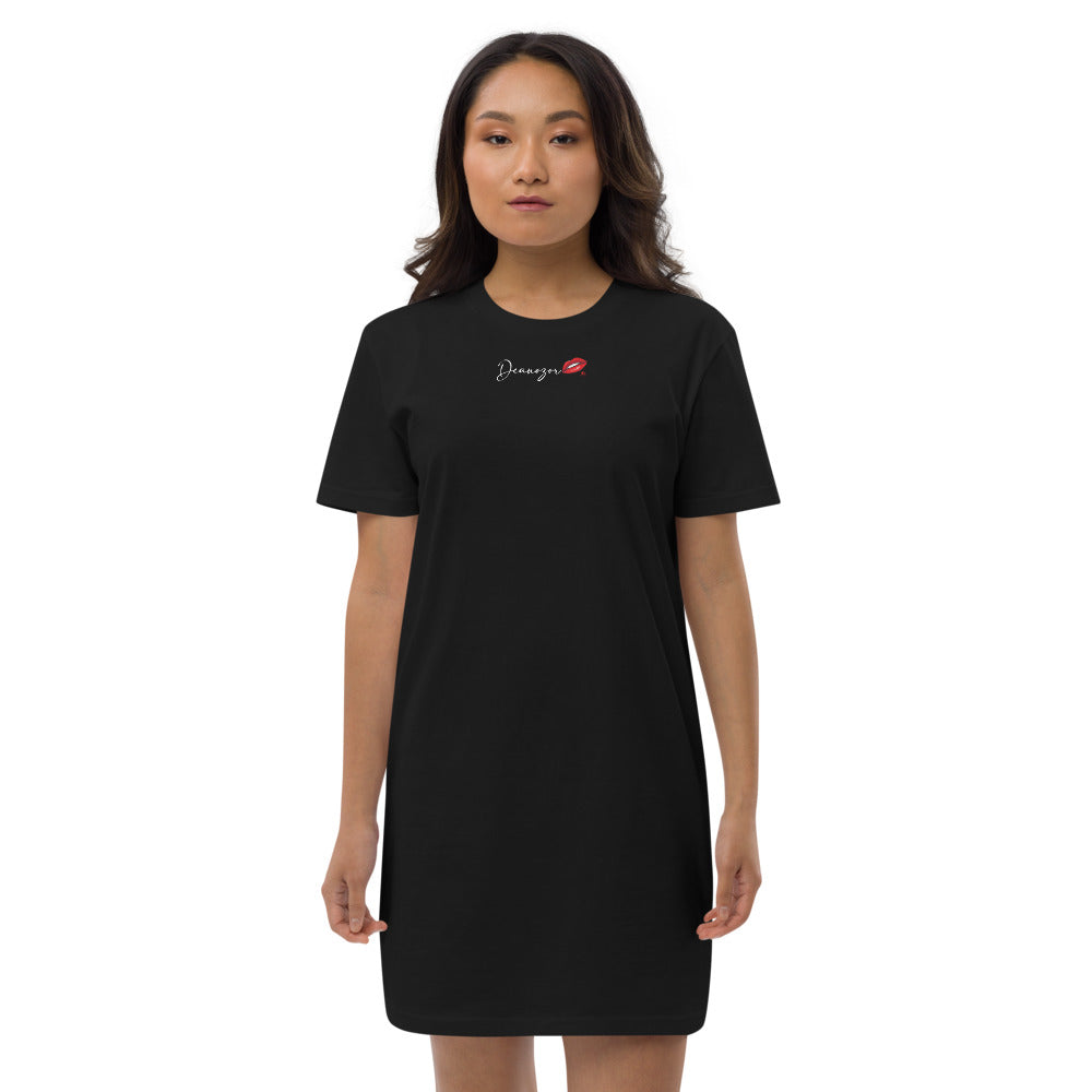 Robe T-shirt Deanozor Signature Femina noir | en coton bio | imprimé écriture blanche - Deanozor