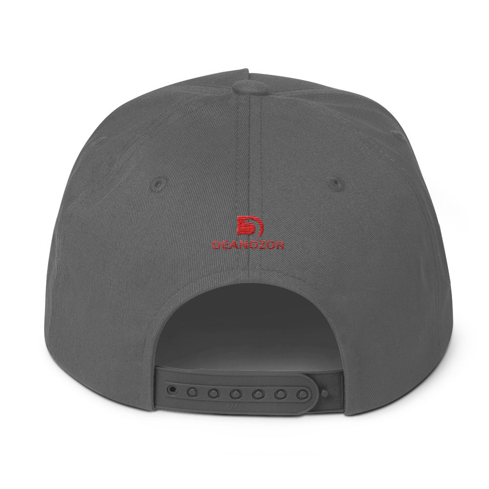 Casquette Deanozor visière plate | Nom Blanc sur fond rouge brodé - Deanozor