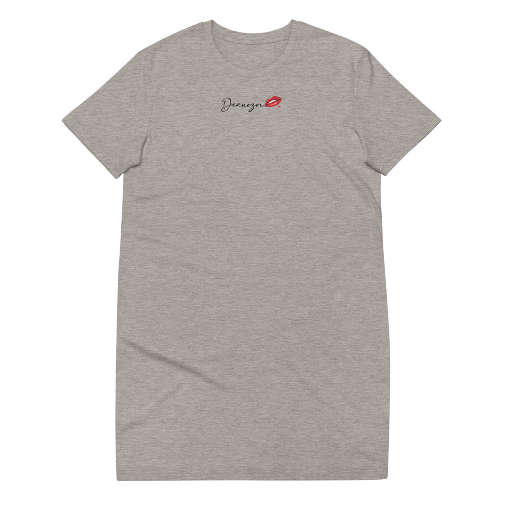 Robe T-shirt Deanozor Signature Femina grise | en coton bio | imprimé écriture noir - Deanozor